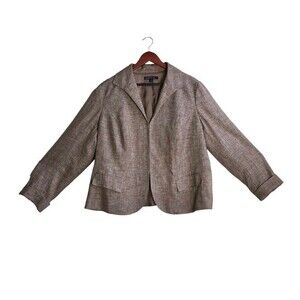 Lafayette 148 New York Tan Linen/Wool Blend Single Breasted Blazer Jacket